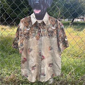 Vintage Beige and Brown Animal Print Shirt